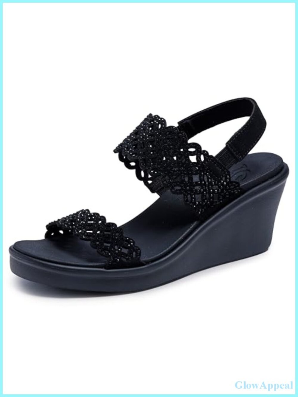 Skechers Rumble On Sassy Dayz Women's Platform Wedge Sandals Rhinestone
